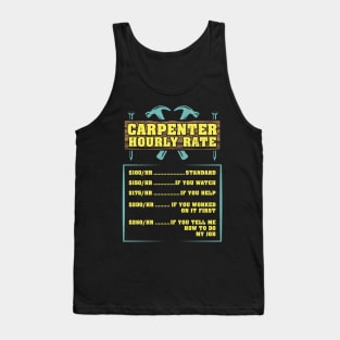 Carpenter Hourly Rate Craftsman Carpentry Woodworker Gift Idea Tank Top